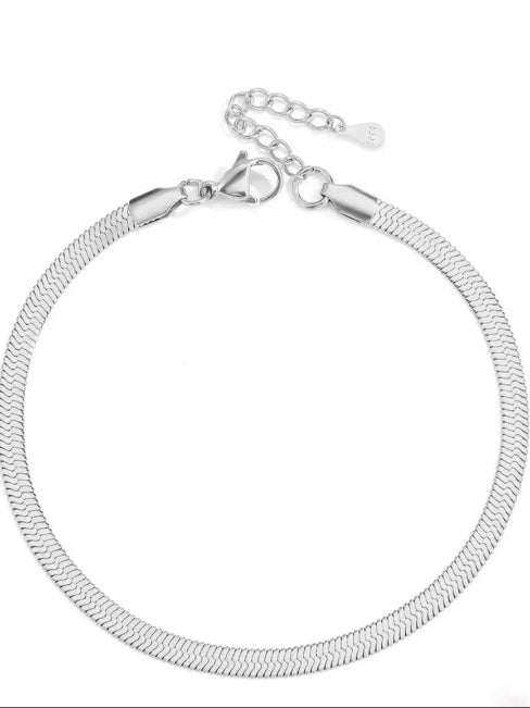 Silver-Plated Snake Chain Anklet - QROSH