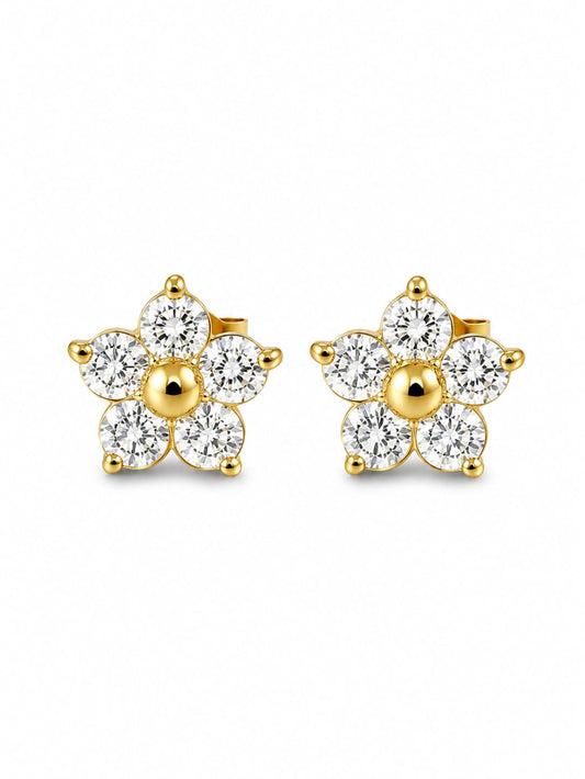 Elegant 18K Gold-Plated Flower Stud Earrings QROSH