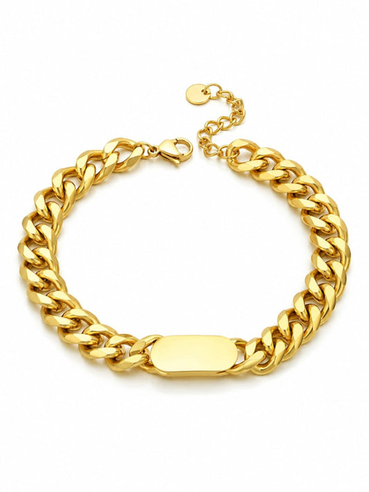 Bold Gold-Plated Cuban Chain Bracelet QROSH