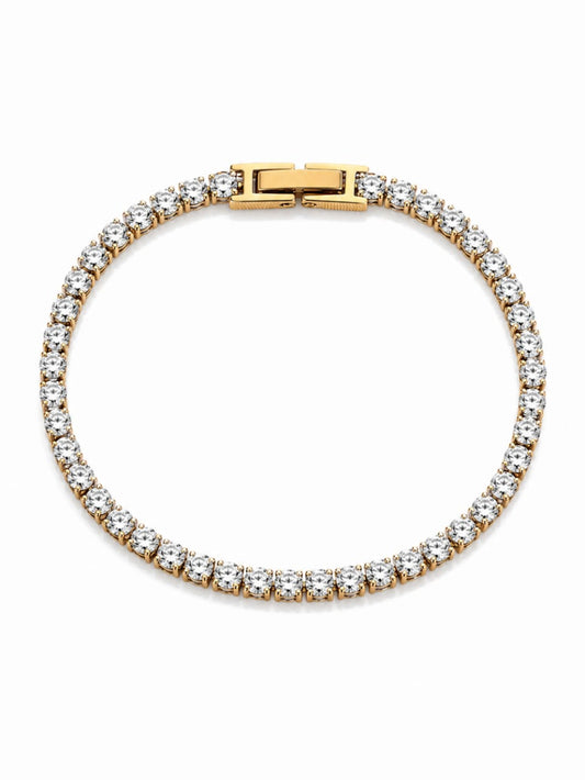 18K Gold Plated Dainty Tennis Bracelet QROSH