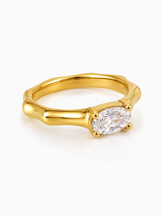 Gold Oval Solitaire Ring QROSH