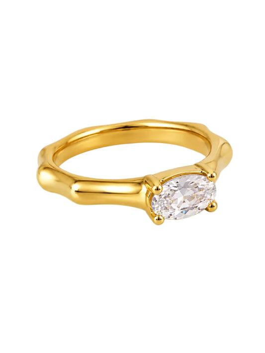 Gold Oval Solitaire Ring QROSH