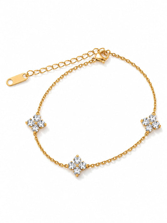Gold Crystal Flower Bracelet QROSH