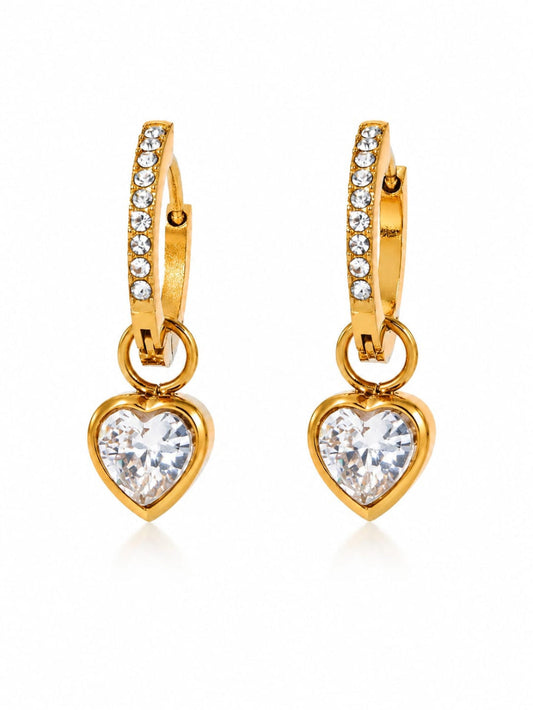 18K Gold Plated Heart Charm Earring QROSH