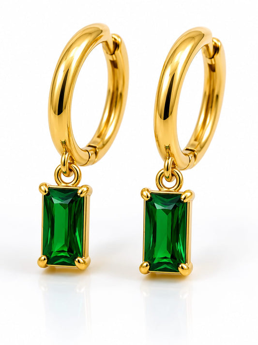 18k Gold Plated Gemstone Drops Earrings QROSH