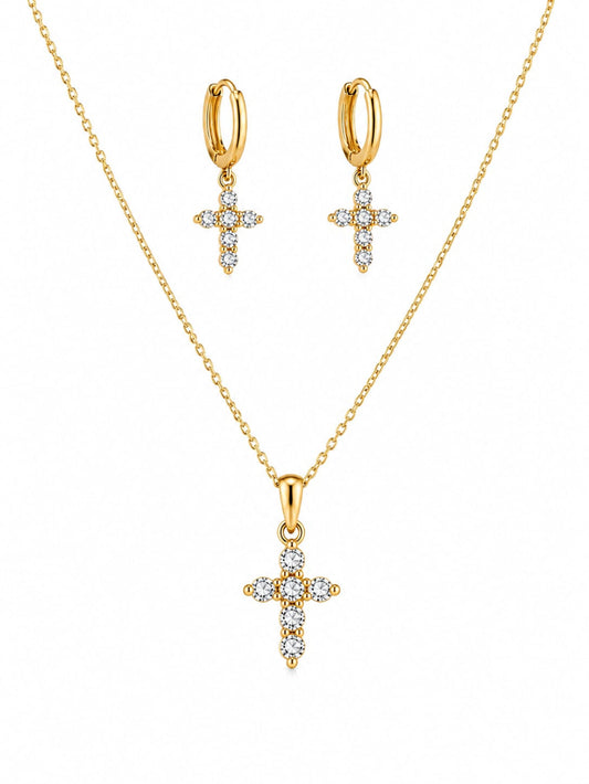 Gold Cross Pendant Set QROSH