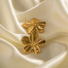 18K Gold Plated Golden Flower Earrings