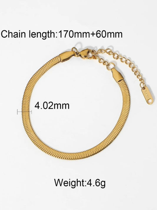 18K Gold Plated Dainty Snake Chain Anklet QROSH