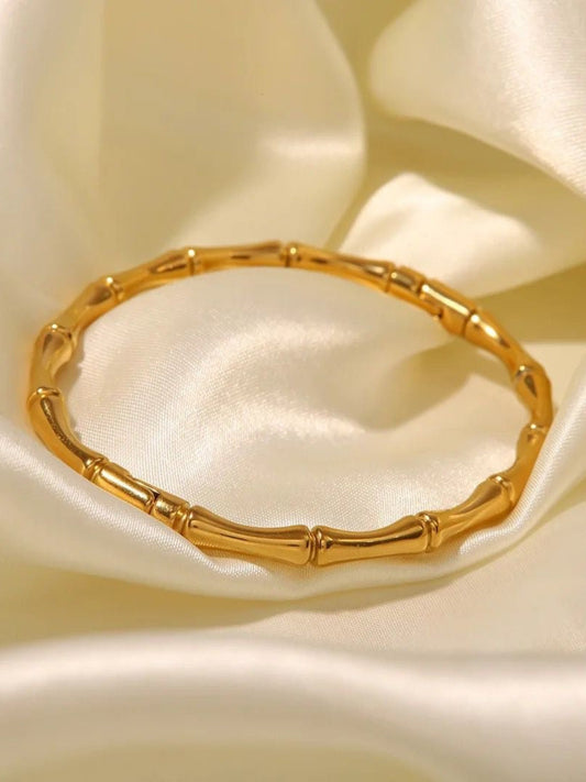 18K Gold Plated Bamboo Bangle QROSH
