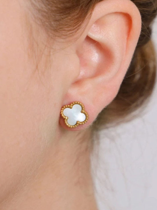 18K Gold Plated Clover Studs QROSH