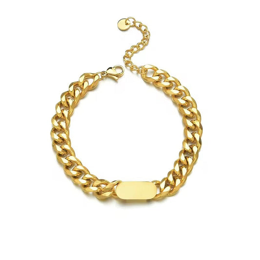 Bold Gold-Plated Cuban Chain Bracelet QROSH