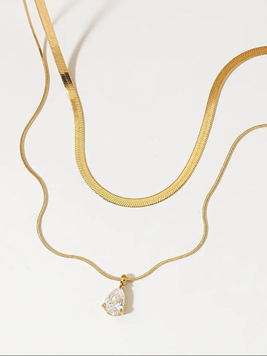 Double Layer Chain Drop Pendant QROSH