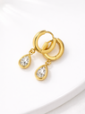 Gold hoop earrings with teardrop-shaped gemstones
