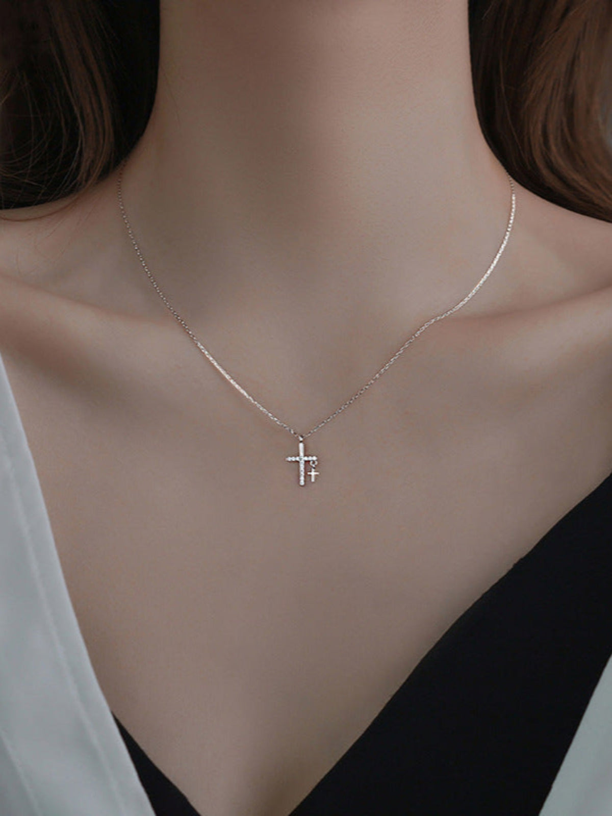Minimal Double Cross Pendant