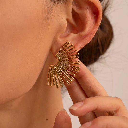 18K Gold Plated Half Sunray Studs