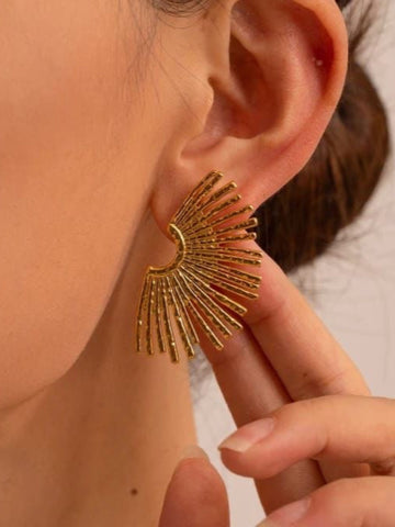 18K Gold Plated Half Sunray Studs