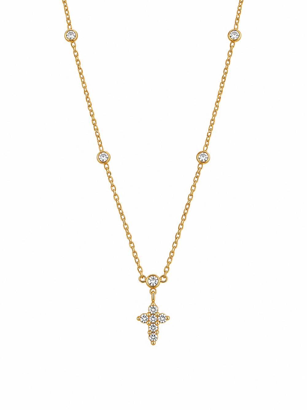 Gold necklace with a cross pendant 