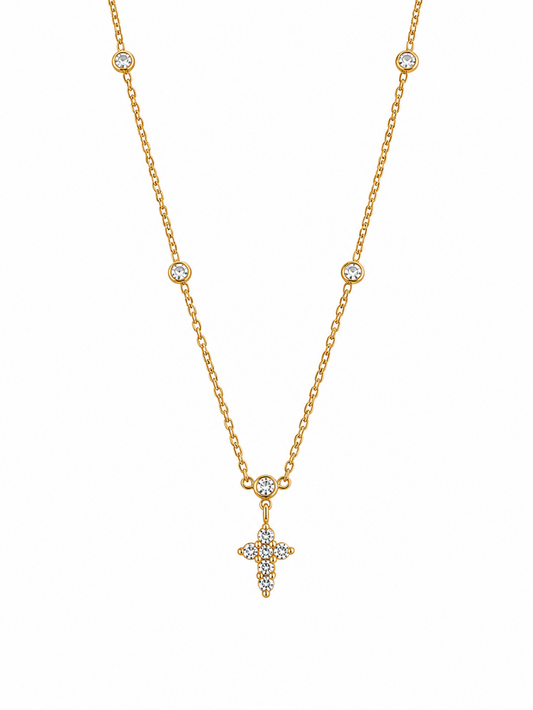 Gold necklace with a cross pendant 