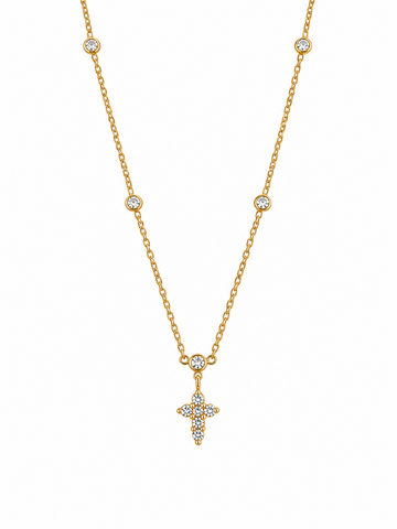 Gold necklace with a cross pendant 