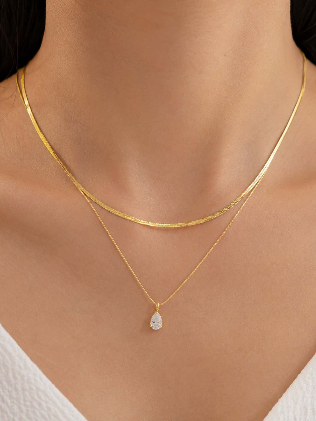 Double Layer Chain Drop Pendant QROSH
