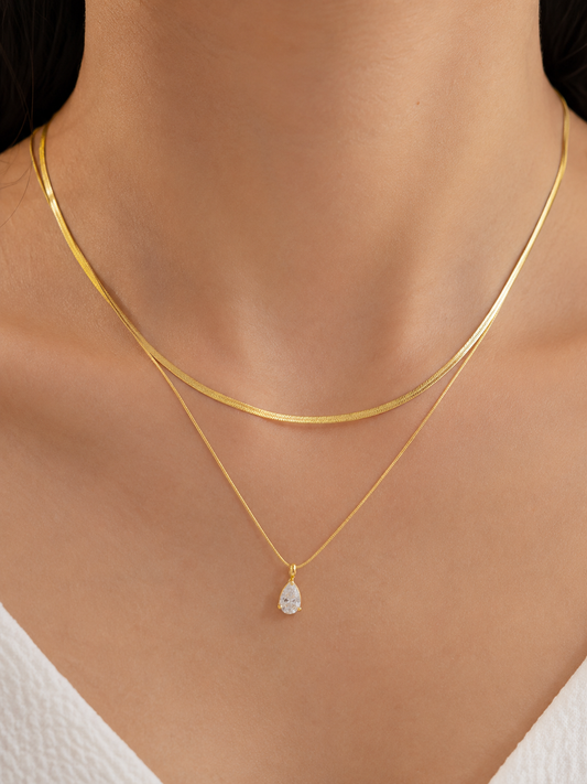 Double Layer Chain Drop Pendant QROSH