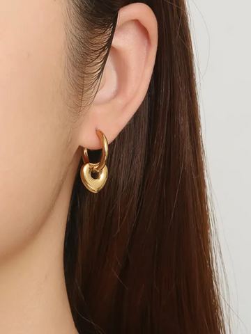 18K Gold Plated Cupid Heart Hoop Earring