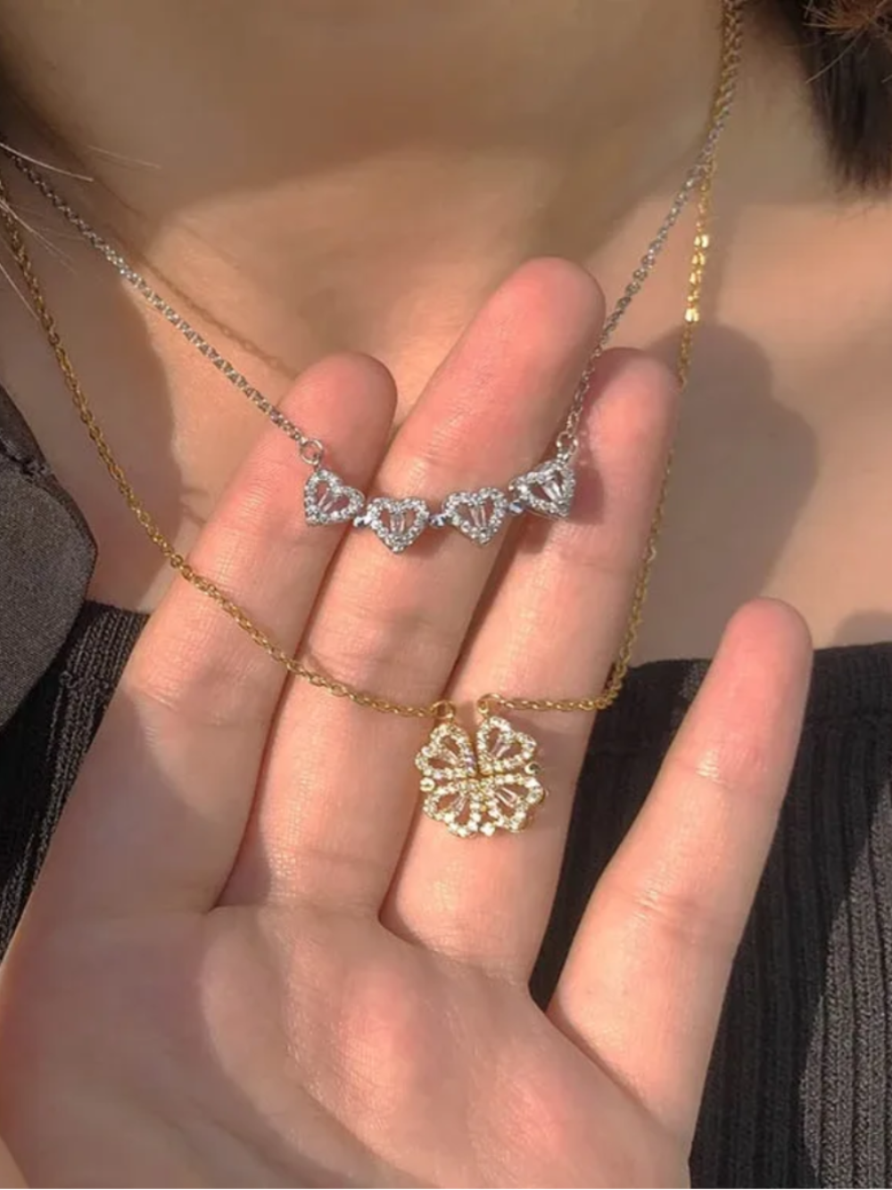 Gold Heart Clover Pendant QROSH