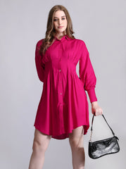 Korean Pleated Shirt Dress