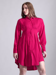 Korean Pleated Shirt Dress