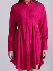 Korean Pleated Shirt Dress