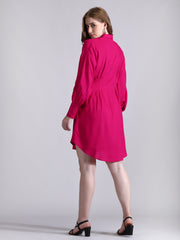 Korean Pleated Shirt Dress