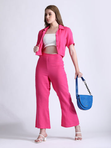 Hot Pink Linen Co-Ord set for Women QROSH