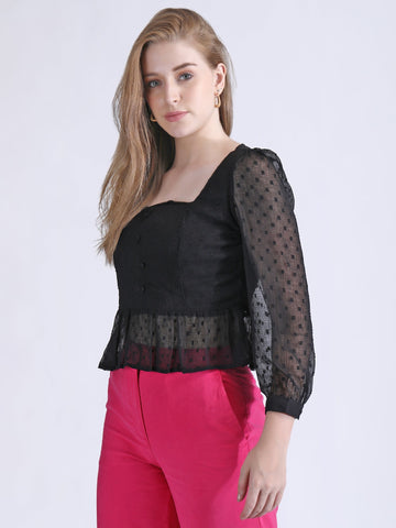 Black Sheer Top QROSH