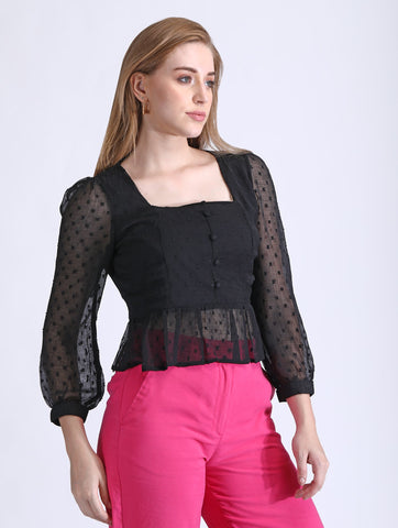 Black Sheer Top QROSH