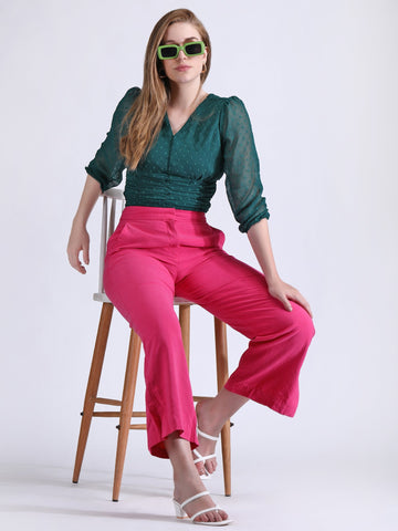 Emerald Green Sheer Crop Top QROSH