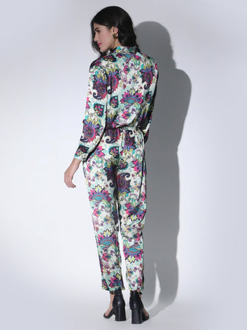 Satin Floral Co-Ord set for Women