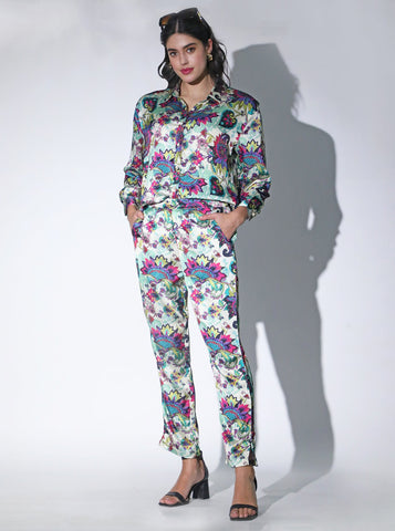 Satin Floral Co-Ord set for Women