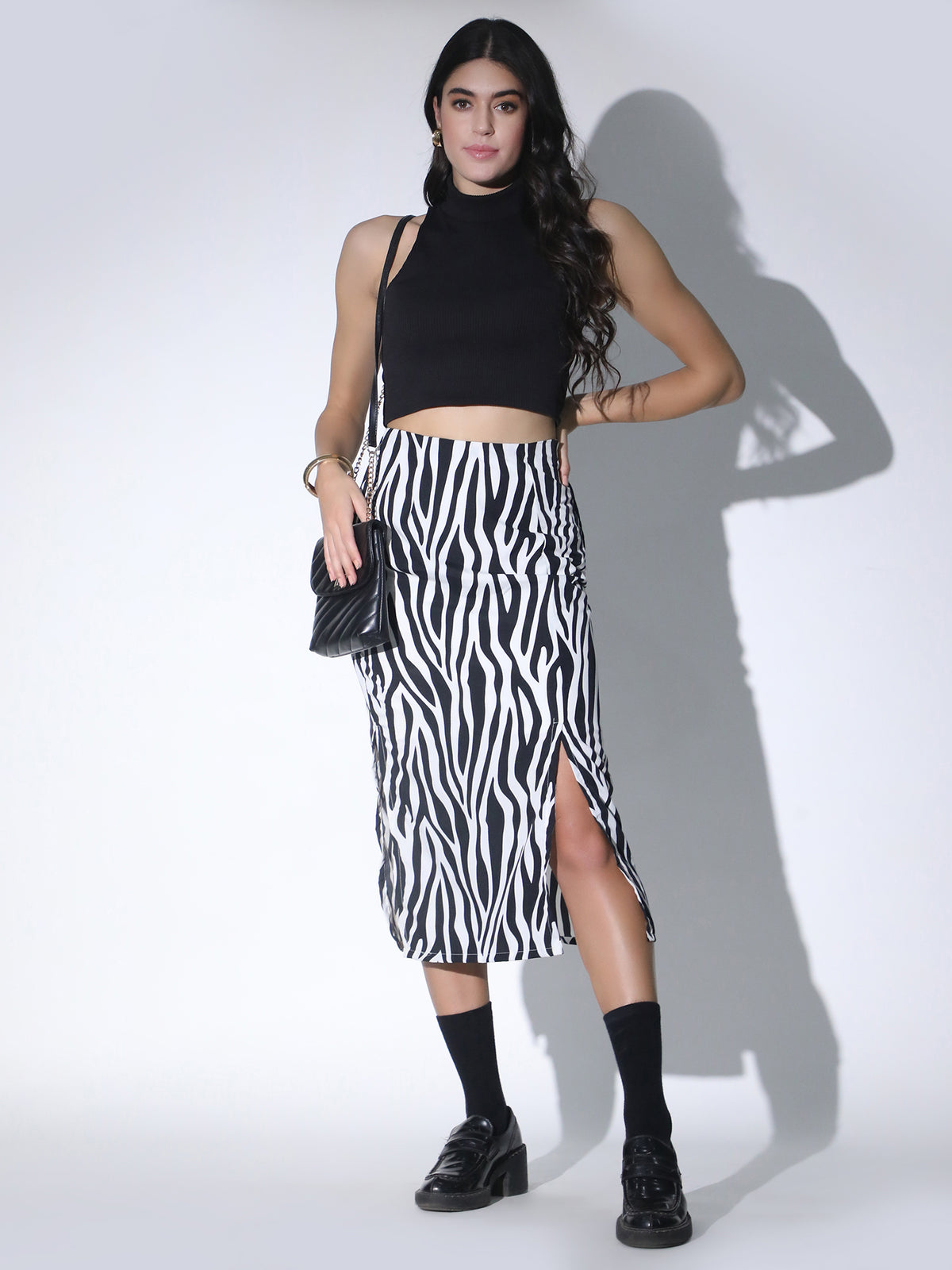 Bodycon Midi Skirt Double Slit