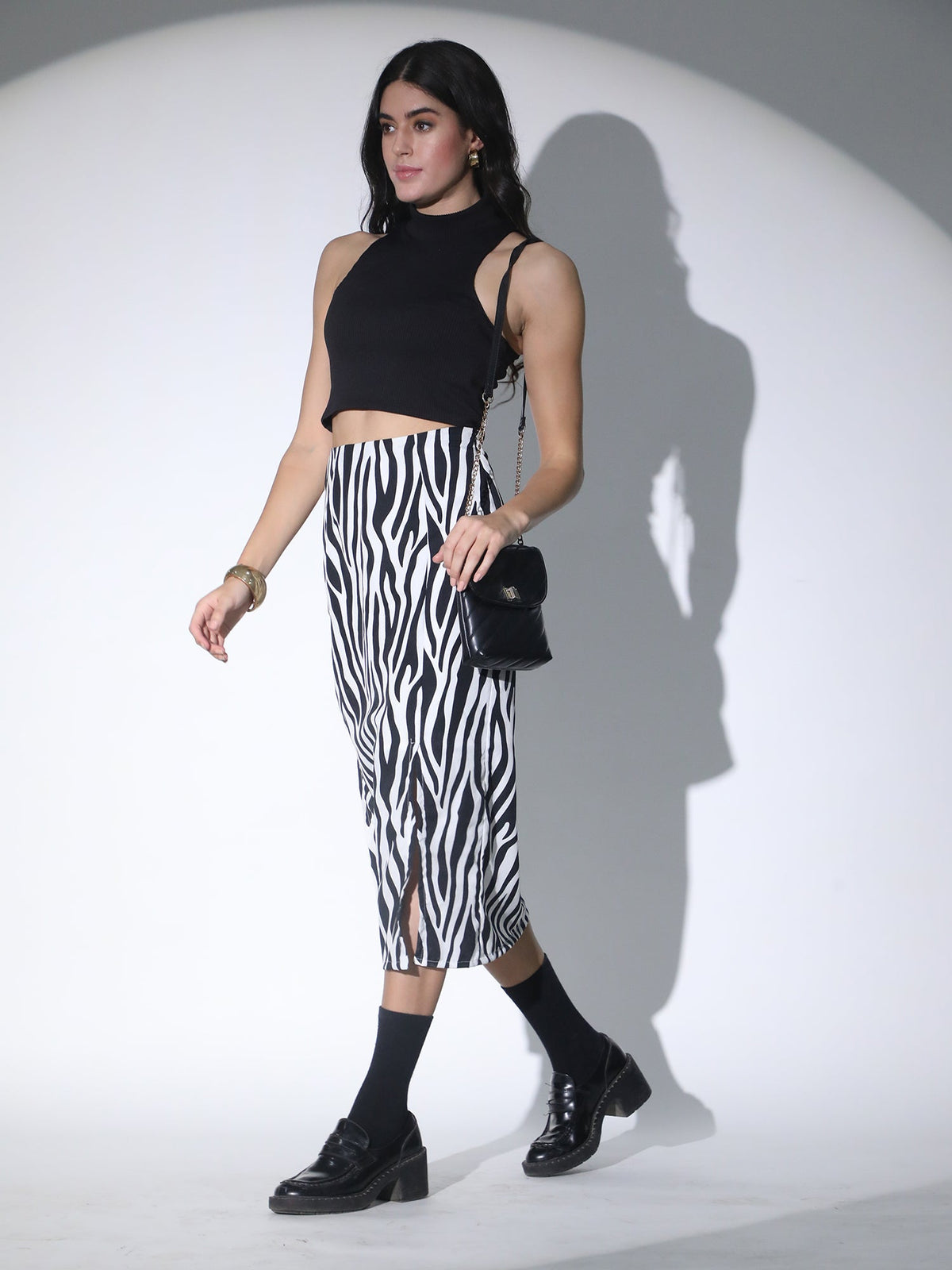 Bodycon Midi Skirt Double Slit QROSH