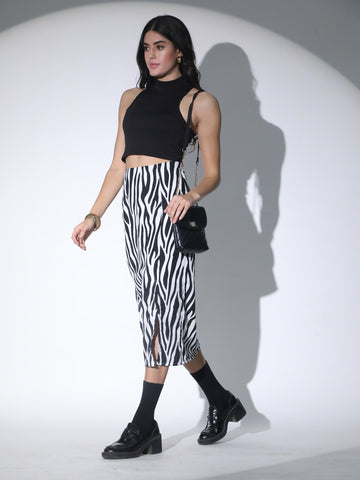 Bodycon Midi Skirt Double Slit QROSH