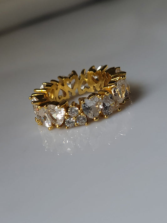 18K Gold Plated Dainty Heart Band Ring QROSH