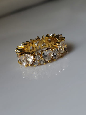 18K Gold Plated Dainty Heart Band Ring