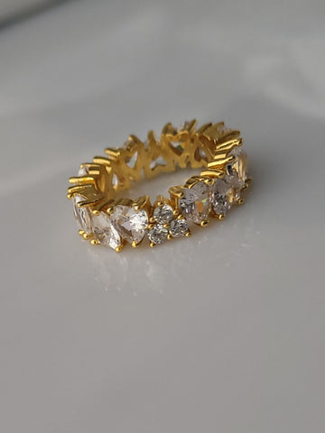18K Gold Plated Dainty Heart Band Ring