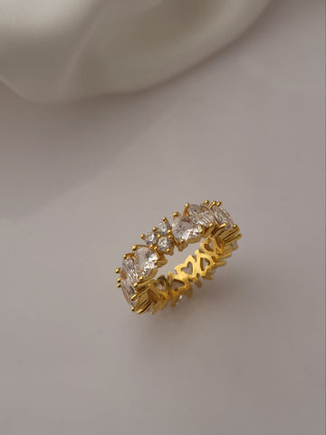 18K Gold Plated Dainty Heart Band Ring