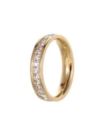 18K Gold Plated 316L Full Stone Thin Band Ring