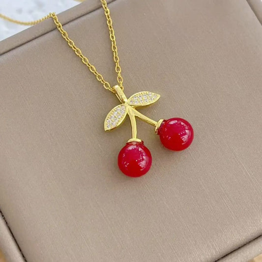 18K Gold-Plated Cute Cherry Pendant