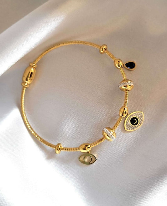 18K Gold Plated Evil-Eye Bangle