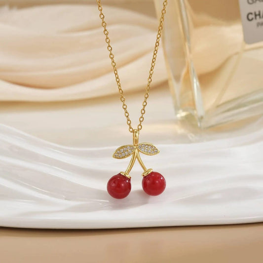 18K Gold-Plated Cute Cherry Pendant