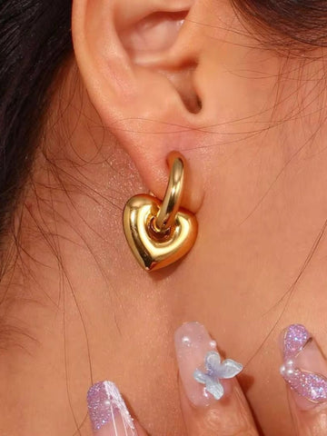 18K Gold Plated Cupid Heart Hoop Earring