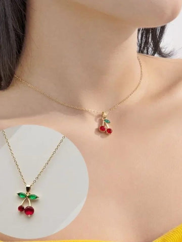 18K Gold-Plated Cherry Charm Pendant